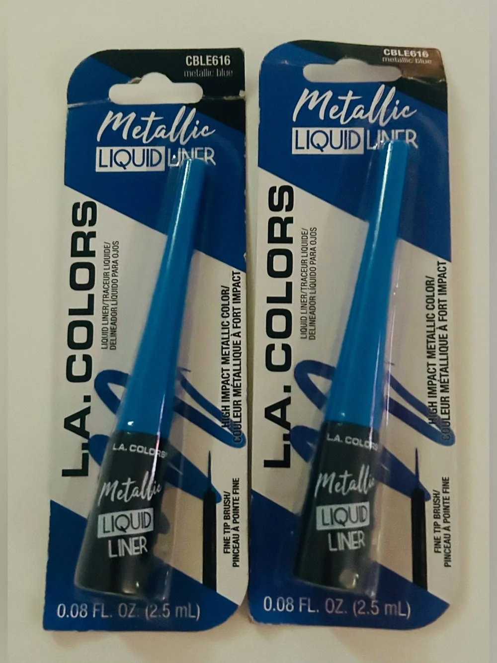 New 2 L. A. Colors Metallic Blue Liquid Liner Sealed Packages 6M after Opening